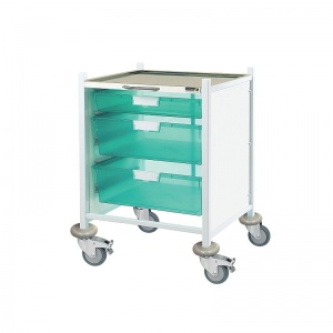 Sunflower Medical Vista 40 Low-Level Clinical Procedure Trolley with One Single and Two Double-Depth Green Trays